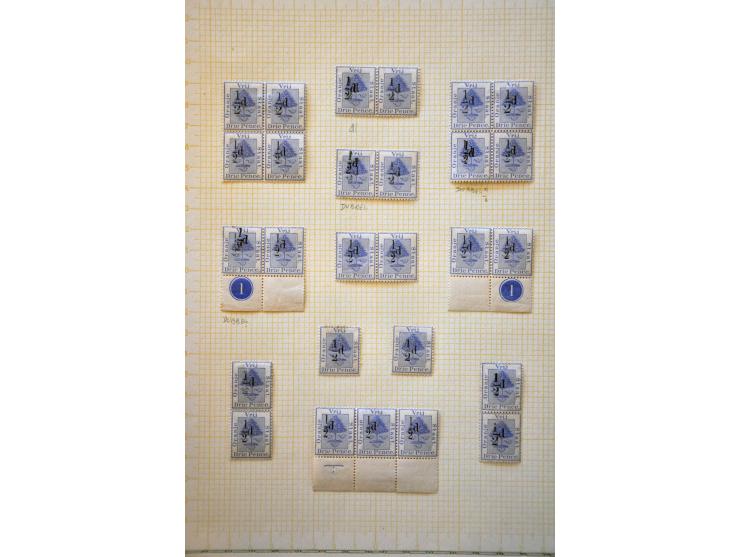 collectie 1868-1890 gestempeld en * w.b. ½d opdrukken gespecialiseerd op type, dubbele opdruk, blokken, veldeeltjes etc.