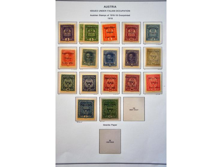 bezetting van Oostenrijk 1918-1921, collectie w.b. Venezia Giulia, Trentino, hulppost Merano etc. w.b. betere ex. en variëtei