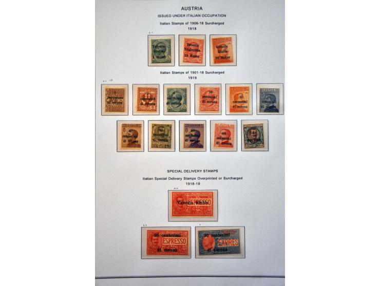 bezetting van Oostenrijk 1918-1921, collectie w.b. Venezia Giulia, Trentino, hulppost Merano etc. w.b. betere ex. en variëtei
