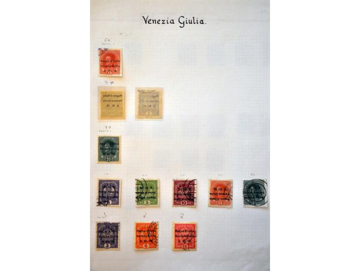 bezetting van Oostenrijk 1918-1921, collectie w.b. Venezia Giulia, Trentino, hulppost Merano etc. w.b. betere ex. en variëtei