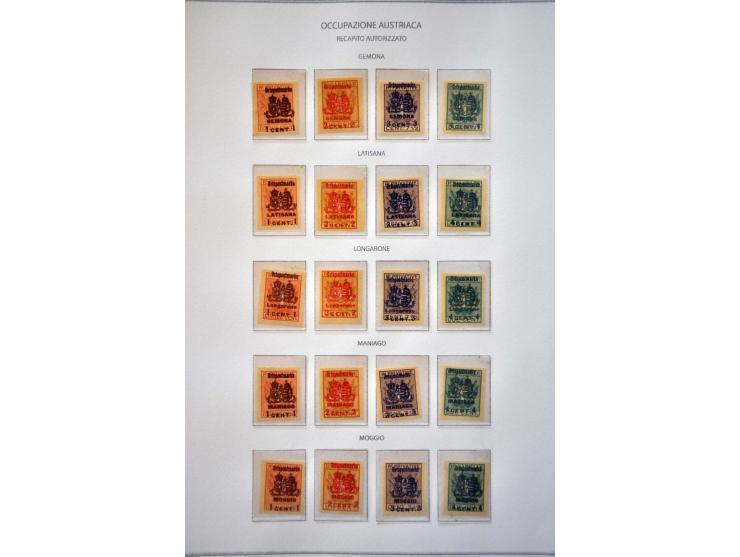 Oostenrijkse bezetting WO I, collectie */** w.b. Ortspostmarken en stadspost Udine op bladen