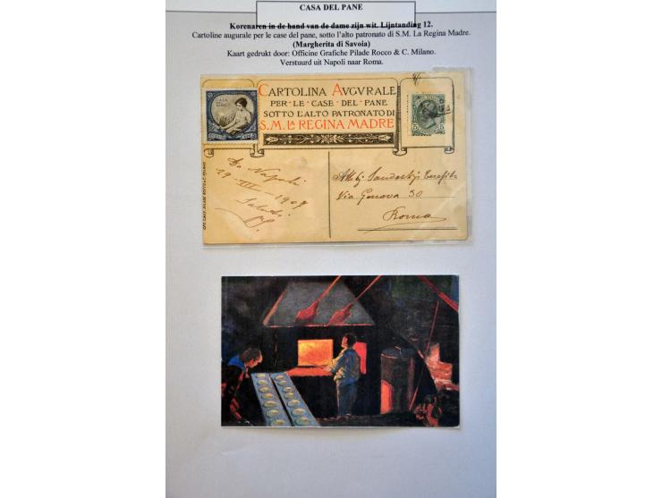 Casa del Pane, collectie cinderella's en 27 kaarten w.b. gebruikt in koloniën