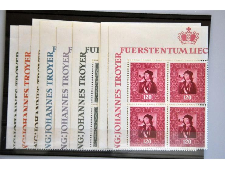 tentoonstellingscollecties Europa 1960-1961 en Rubens, tevens ** w.b. Mi. 268-276 en 5 Kr. Fürst Johann I in randstrip van 4 