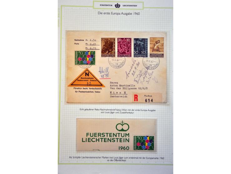 tentoonstellingscollecties Europa 1960-1961 en Rubens, tevens ** w.b. Mi. 268-276 en 5 Kr. Fürst Johann I in randstrip van 4 
