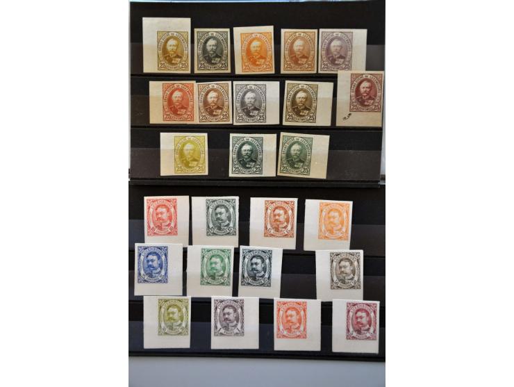 Mi. 60, 25 centimes, 13 ongetande proeven en Mi. 72-83 ongetand op dik papier