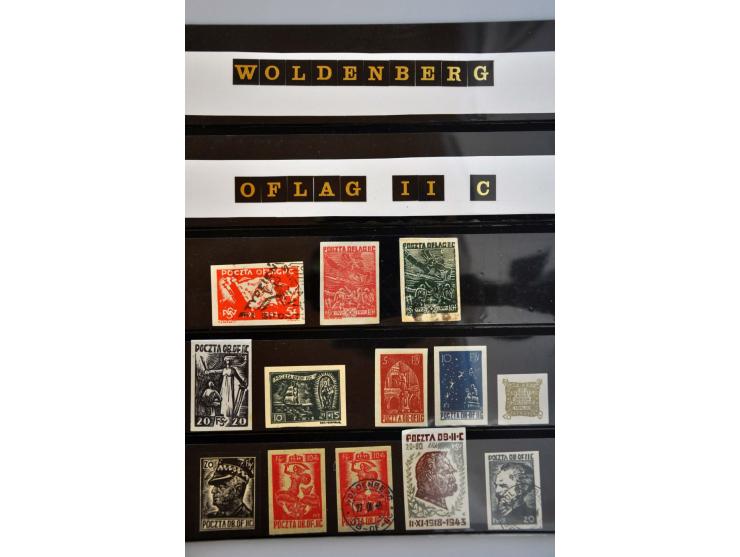 kamppost Woldenberg en Grossborn etc. kleine collectie op insteekbladen