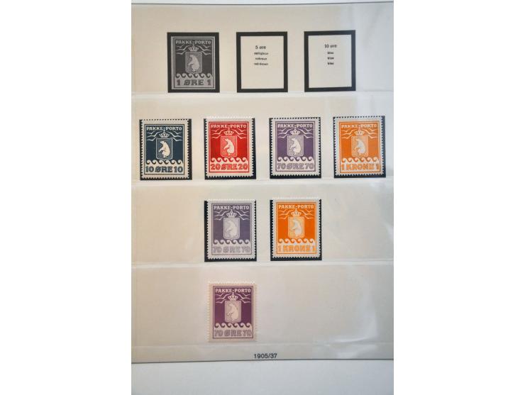 Pakkeporto, gespecialiseerde collectie */** met tandingen, papiersoorten en drukken w.b. veel betere ex. o.a. 15 en 20 øre ta