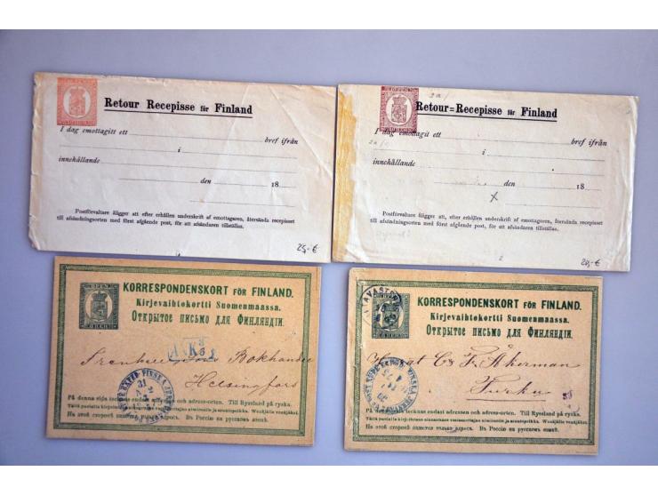 ca. 55 postwaardestukken 1871-1888 (on)gebruikt met betere ex. o.a. Mi. P7 en P17 ongebruikt en Mi. P8 gebruikt. Tevens teleg