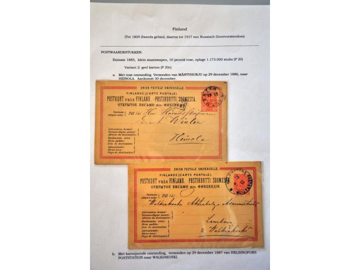 ca. 55 postwaardestukken 1871-1888 (on)gebruikt met betere ex. o.a. Mi. P7 en P17 ongebruikt en Mi. P8 gebruikt. Tevens teleg