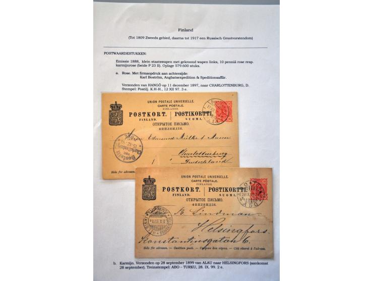 ca. 55 postwaardestukken 1871-1888 (on)gebruikt met betere ex. o.a. Mi. P7 en P17 ongebruikt en Mi. P8 gebruikt. Tevens teleg
