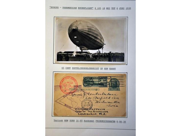 5 Zeppelin covers w.b. Pan-American Flight 1930 met 65 cents Scott nr. C13, Century of Progress Flight 1933 met 50 cents Scot