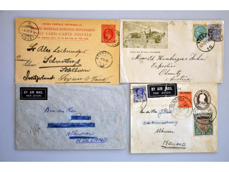 7 betere post(waarde)stukken w.b. Burma en geïllustreerde envelop New South Wales met bijfrankering