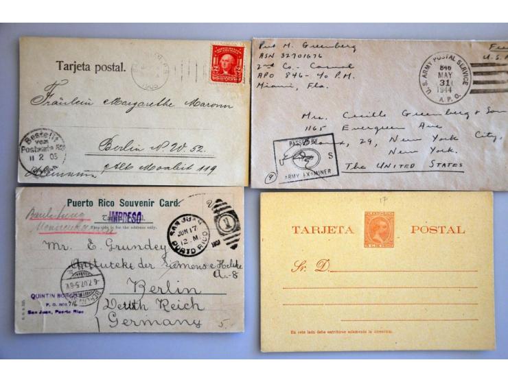 ca. 27 brieven en postwaardestukken, w.b. vouwbrief met rondstempel British Post Office via Southampton , Londen naar Frankri