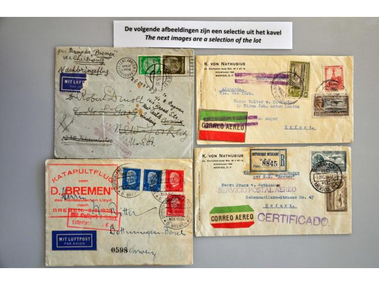 ruim 500 covers ca. 1900-1945 w.b. aangetekend, expresse, luchtpost, gelegenheidsstempels etc. in doos