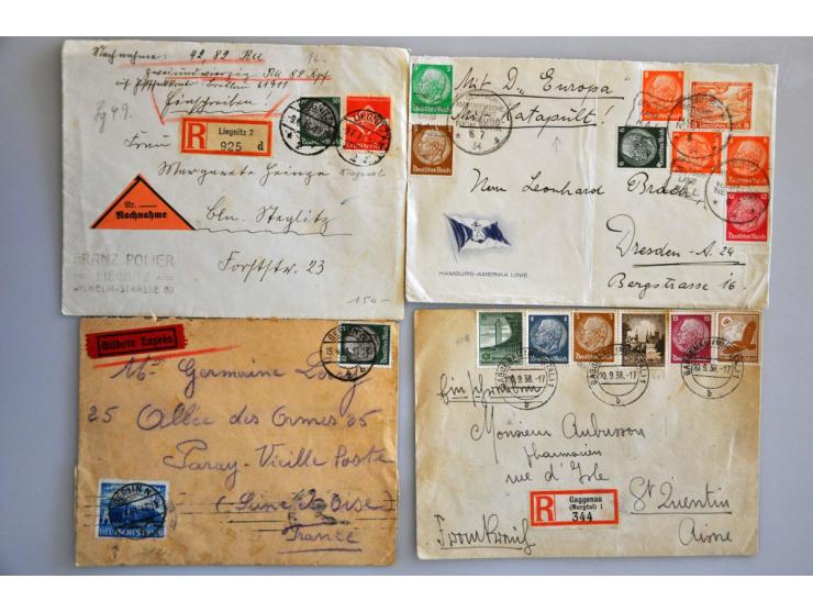 ruim 500 covers ca. 1900-1945 w.b. aangetekend, expresse, luchtpost, gelegenheidsstempels etc. in doos
