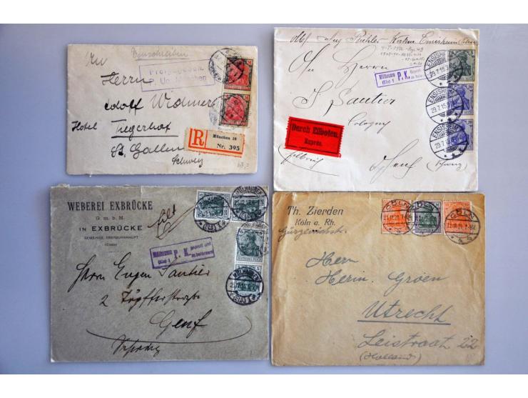 ruim 500 covers ca. 1900-1945 w.b. aangetekend, expresse, luchtpost, gelegenheidsstempels etc. in doos