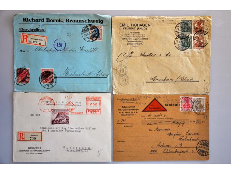 ruim 500 covers ca. 1900-1945 w.b. aangetekend, expresse, luchtpost, gelegenheidsstempels etc. in doos