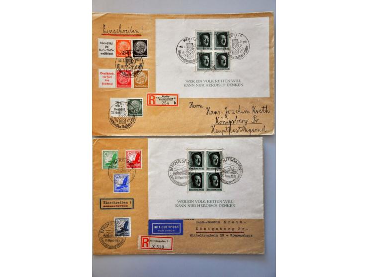 ruim 500 covers ca. 1900-1945 w.b. aangetekend, expresse, luchtpost, gelegenheidsstempels etc. in doos