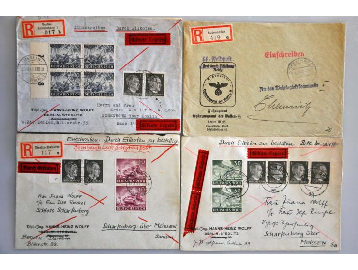 ruim 500 covers ca. 1900-1945 w.b. aangetekend, expresse, luchtpost, gelegenheidsstempels etc. in doos