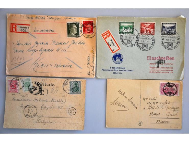 ruim 500 covers ca. 1900-1945 w.b. aangetekend, expresse, luchtpost, gelegenheidsstempels etc. in doos