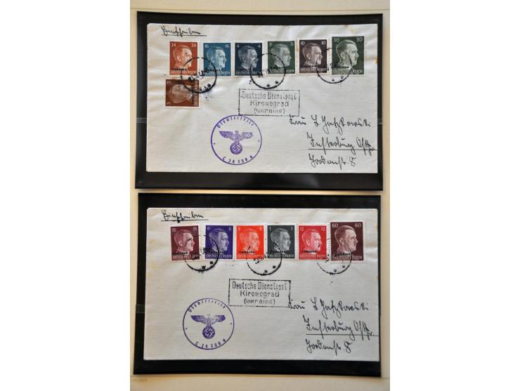 collecties op albumbladen van Ukraine, Kurland deels met keur, Pleskau, Danzig, Lotharingen en Saarland. w.b. poststukken en 