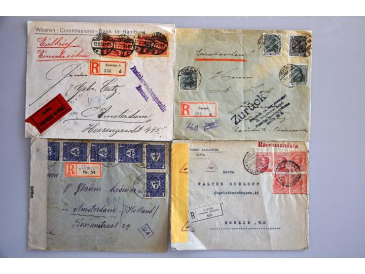 ruim 150 post(waarde)stukken w.b. stadspost ca. 1900, Eilaufträge zur Prüfung einer Postanschrift (ongebruikt), Ausweis für F
