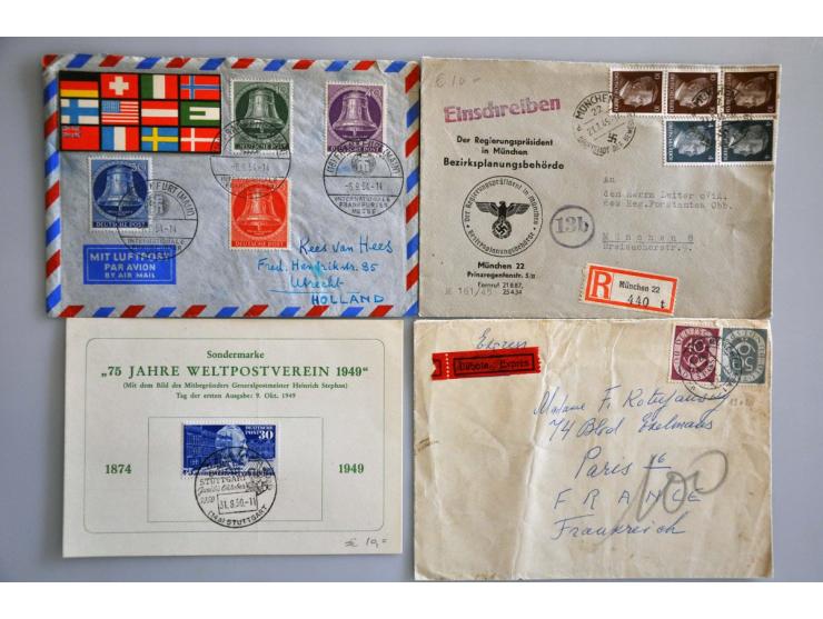 ruim 100 covers w.b. Bondsrepubliek met fdc's emissie Posthoorne, expresse etc. in doosje