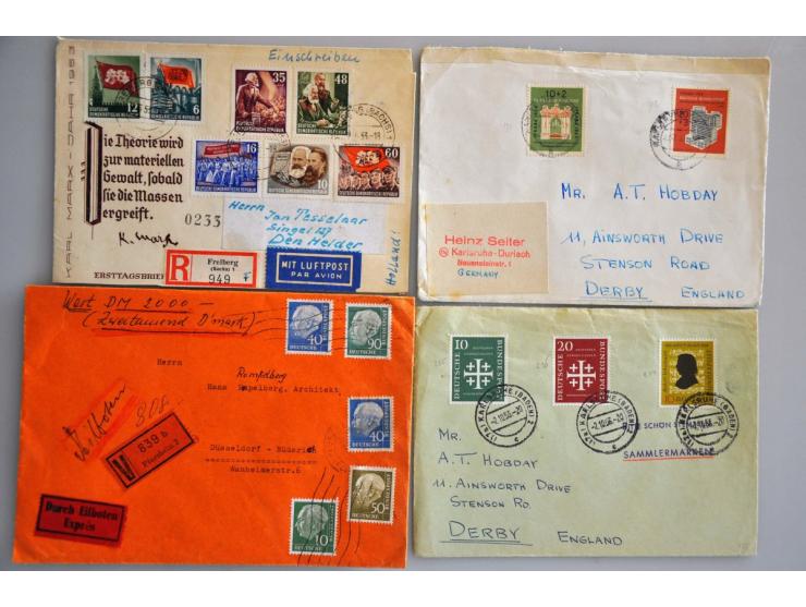 ruim 100 covers w.b. Bondsrepubliek met fdc's emissie Posthoorne, expresse etc. in doosje