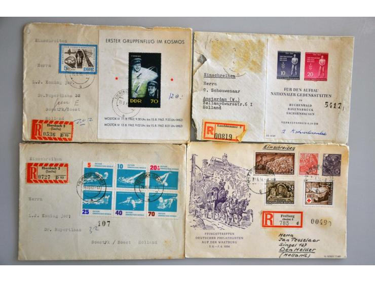 ruim 100 covers w.b. Bondsrepubliek met fdc's emissie Posthoorne, expresse etc. in doosje
