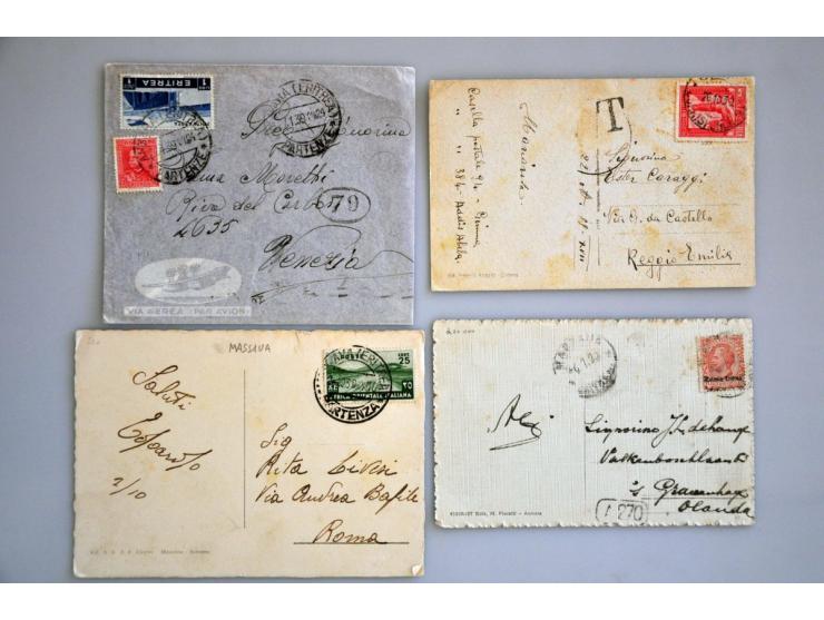 collectie van ca. 50 poststukken met beter materiaal en iets ander Italië in insteekboek