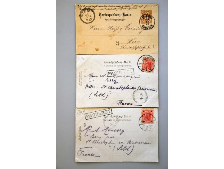 300 oude(re) poststukken w.b. briefkaarten, krantenzegels op complete kranten, oude fiscaalzegels op formulieren, pakketkaart