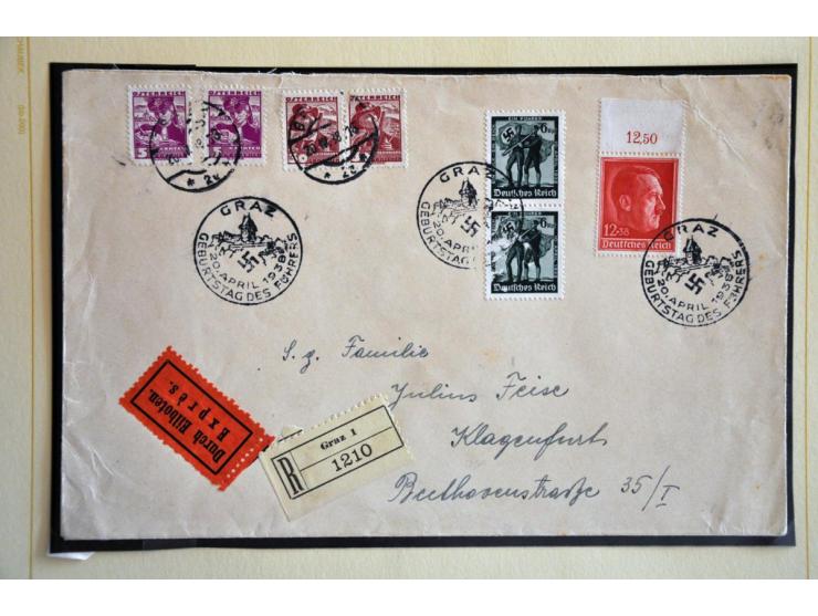 collectie post(waarde)stukken en fragmenten Anschluss en Tweede Wereldoorlog en iets na de WO II, in klemband