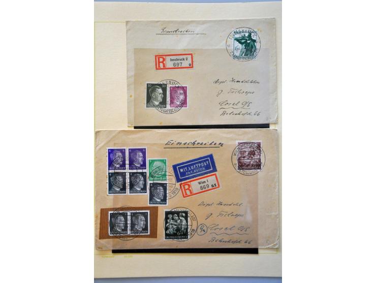 collectie post(waarde)stukken en fragmenten Anschluss en Tweede Wereldoorlog en iets na de WO II, in klemband