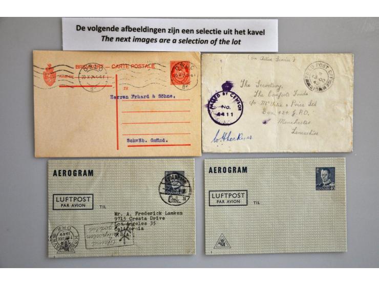 collectie van ca. 150 luchtpostbladen ongebruikt in album. Tevens envelop Farøer 13-10-1942 met Brits stempel Field Post Offi
