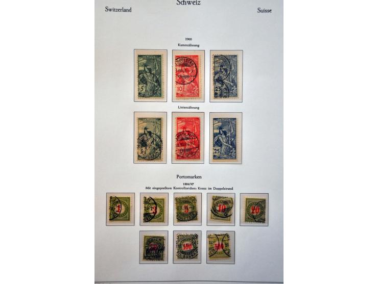 collectie 1850-1986 met betere ex. en series w.b. klassiek, dienst, nominaal, iets post(waarde)stukken, etc. in 4 albums, ins