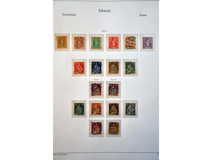 collectie 1850-1986 met betere ex. en series w.b. klassiek, dienst, nominaal, iets post(waarde)stukken, etc. in 4 albums, ins