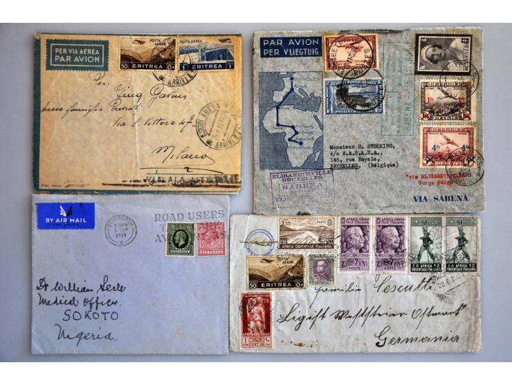 ruim 100 luchtpostbrieven 1936-1945, veel met censuur naar Europa, Libië-Verona (nov.1941), Somalia, etc. in ringband