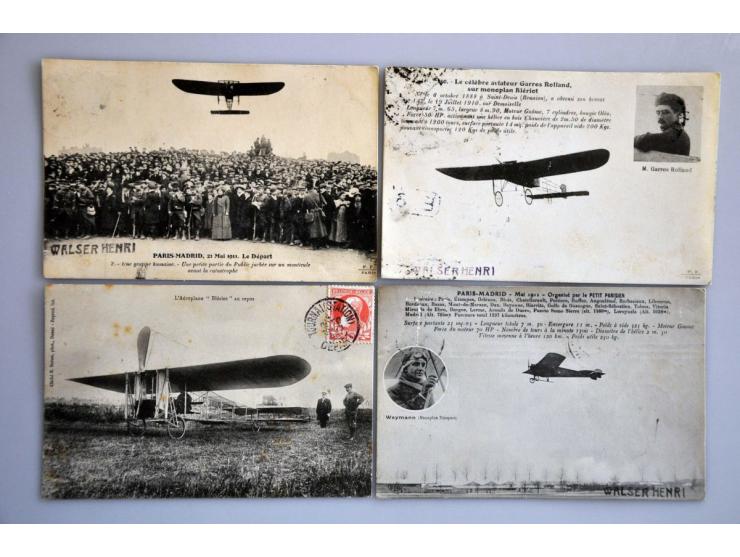 ca. 280 luchtpostbrieven w.b. kaarten Franse vluchten vanaf 1910, Hongarije, België, Duitsland, Scadta etc. in doosje