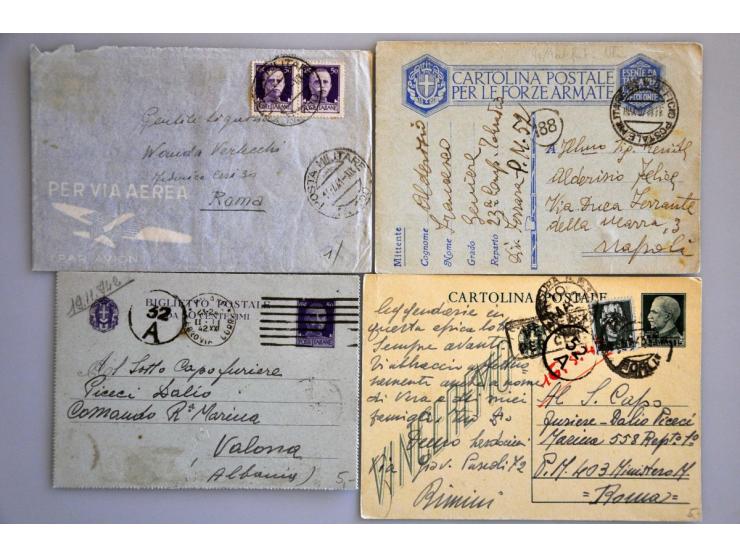 honderden brieven ca. 1910-1950 iw.b. beter Egypte en Griekenland, liefdescorrespondentie Riga-Zwitserland ca. 1920, perfins 