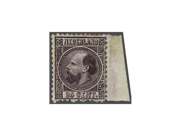 25 cent donkerviolet type I tanding 12¾ x 11¾ met velrand, zeer fris pracht ex. doch gom niet origineel, cat.w. 1200+