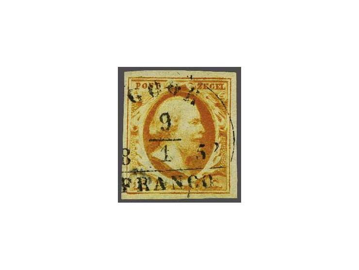 Goor B (Ey 175) op 15 cent donkergeeloranje met vroege datum 9-1-1852, pracht ex.