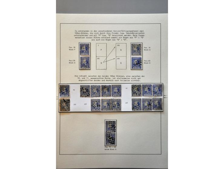 Gespecialiseerde collectie w.b. tandingen, typen, grotere eenheden, moederblokreconstructies, plaatfouten, enkele poststukken