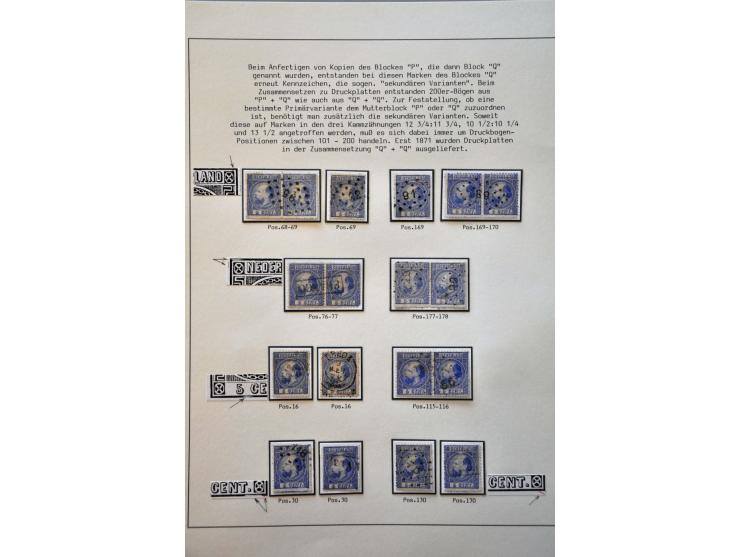 Gespecialiseerde collectie w.b. tandingen, typen, grotere eenheden, moederblokreconstructies, plaatfouten, enkele poststukken