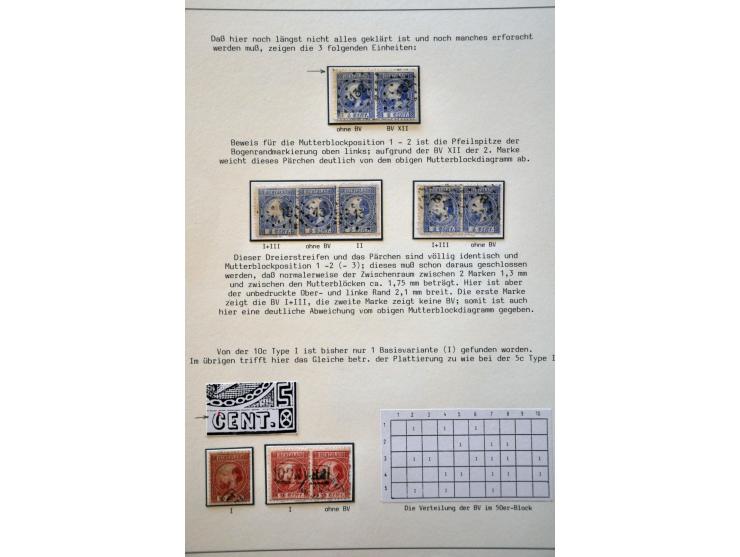 Gespecialiseerde collectie w.b. tandingen, typen, grotere eenheden, moederblokreconstructies, plaatfouten, enkele poststukken