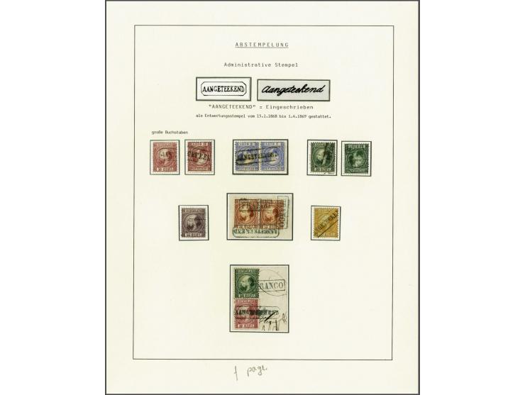 Stempels, collectie met o.a. administratieve stempels, puntstempels, halfrond-franco, franco-takje w.b. betere ex. en 13 post