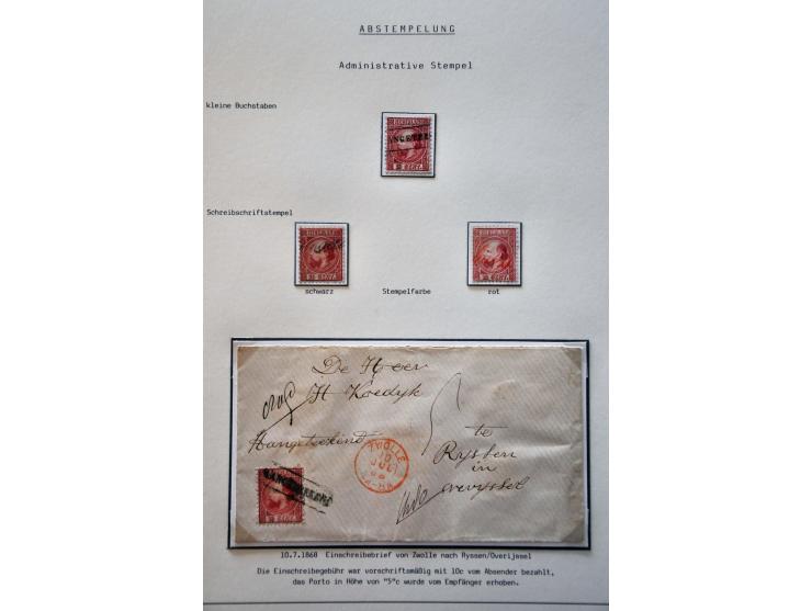 Stempels, collectie met o.a. administratieve stempels, puntstempels, halfrond-franco, franco-takje w.b. betere ex. en 13 post