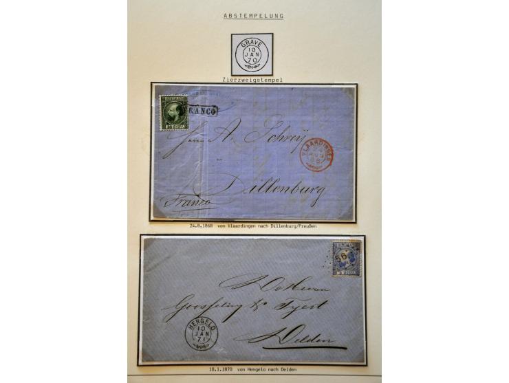 Stempels, collectie met o.a. administratieve stempels, puntstempels, halfrond-franco, franco-takje w.b. betere ex. en 13 post