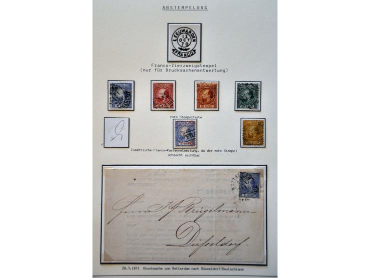 Stempels, collectie met o.a. administratieve stempels, puntstempels, halfrond-franco, franco-takje w.b. betere ex. en 13 post