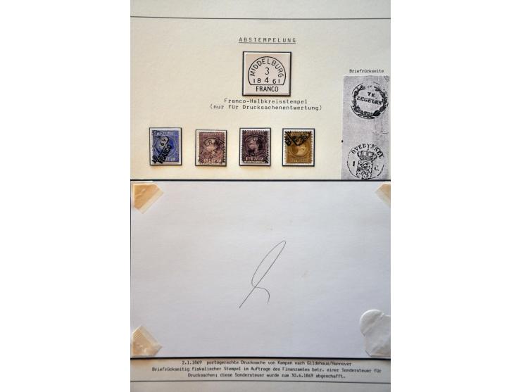 Stempels, collectie met o.a. administratieve stempels, puntstempels, halfrond-franco, franco-takje w.b. betere ex. en 13 post