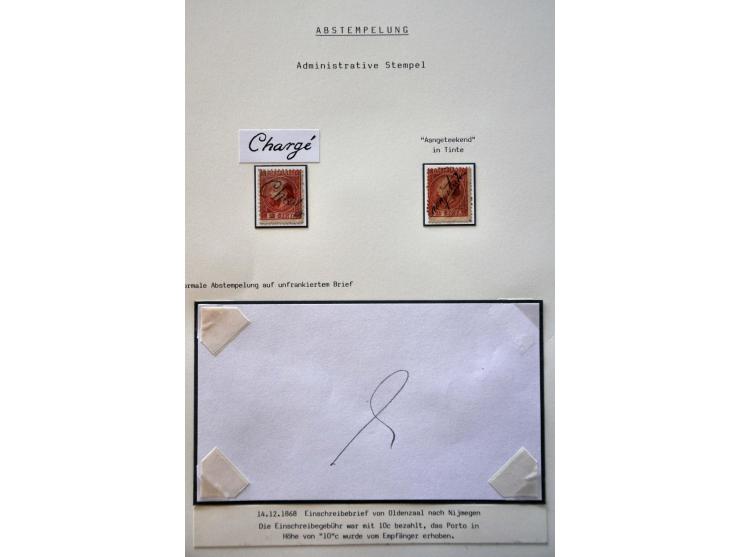 Stempels, collectie met o.a. administratieve stempels, puntstempels, halfrond-franco, franco-takje w.b. betere ex. en 13 post